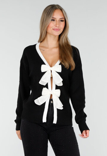 Cardigan Zwart met Strikken