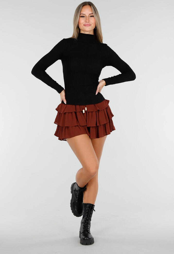 Zwart Aansluitende Coltrui met Lange Mouwen