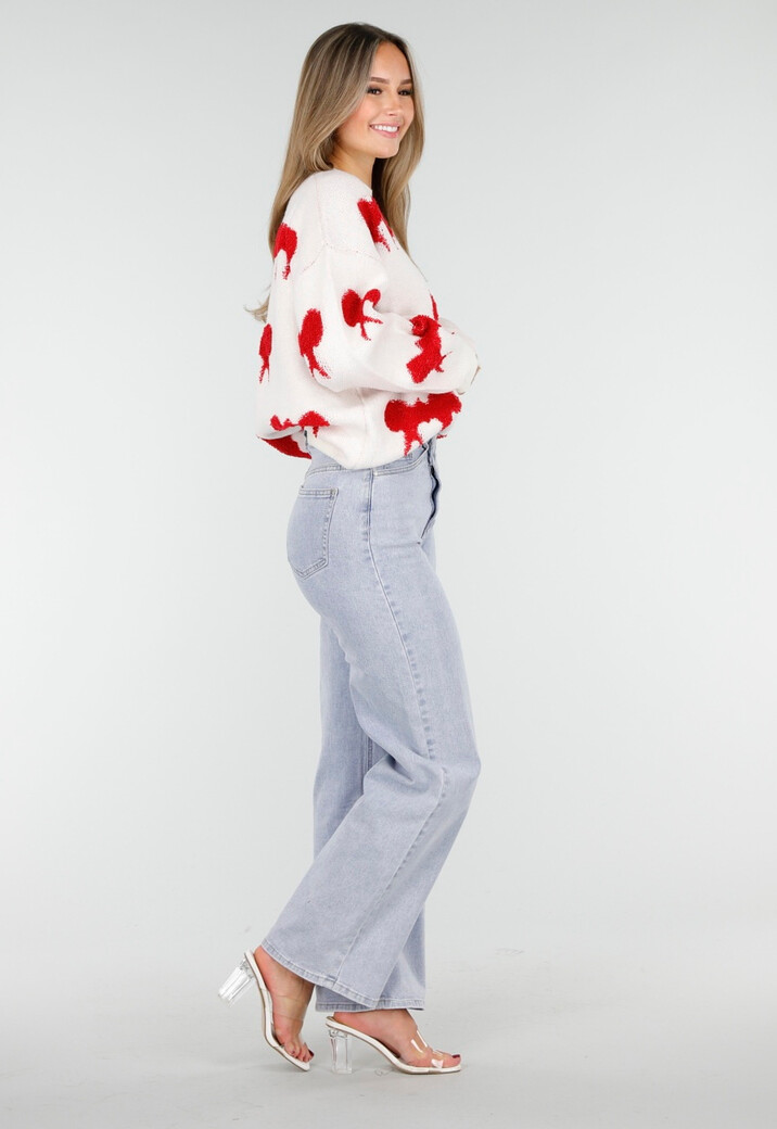 Gebreide Sweater in Wit met Strikdetails