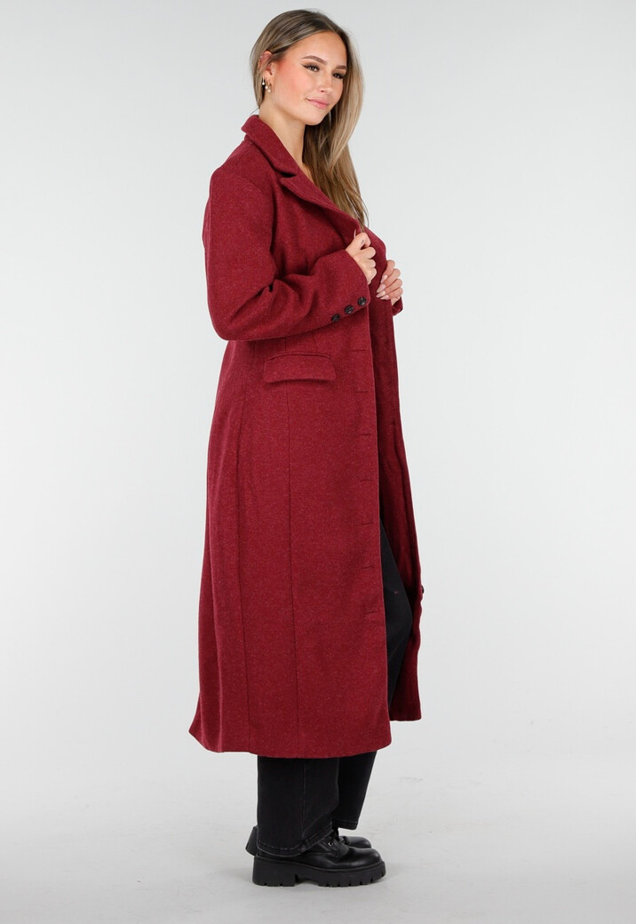 Rode Manteljas met Reverskraag en Knopen