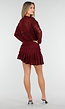 Bordeaux Kant Jurk met Lange Mouwen en Stretch