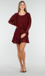 Bordeaux Kant Jurk met Lange Mouwen en Stretch