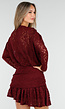 Bordeaux Kant Jurk met Lange Mouwen en Stretch