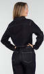 Cropped Denim Blouse in Donkerblauw Met Lange Mouwen