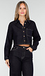 Donkerblauwe Spijker Crop Blouse Dames