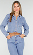 Lichtblauwe Spijker Crop Blouse
