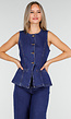 Mouwloze Denim Top in Blauw Met Knoopsluiting