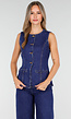 Mouwloze Denim Top in Blauw Met Knoopsluiting