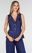 Mouwloze Denim Top in Blauw Met Knoopsluiting