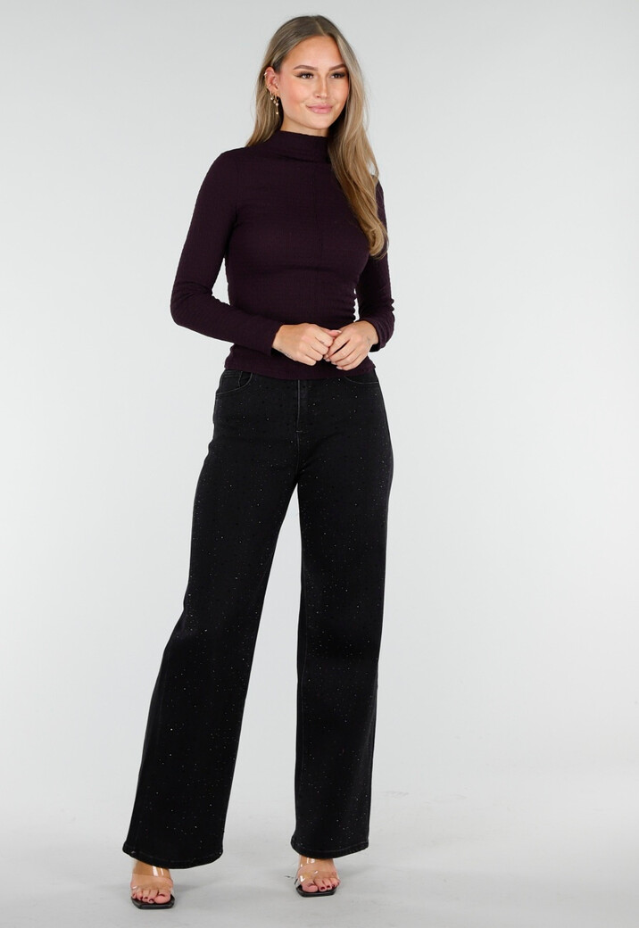 Paarse Coltop met Lange Mouwen en Stretch