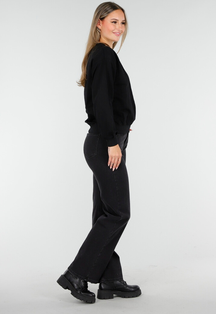 Trui met Lange Mouwen in Zwart met Stretch