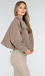 Taupekleurig Cropped Jack met Brede Overslagsluiting