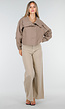 Taupekleurig Cropped Jack met Brede Overslagsluiting