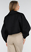 Zwarte Cropped Windbreaker Jas met Brede Overslagsluiting