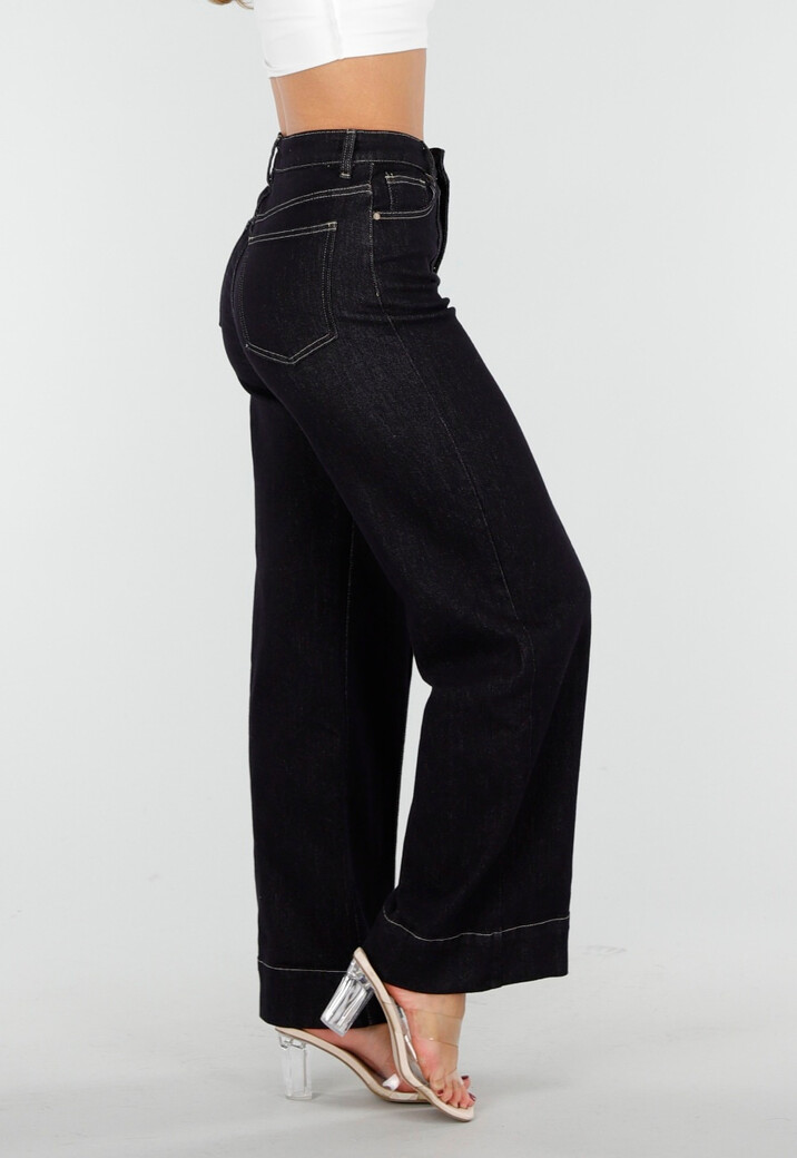 Donkerblauwe Jeans met Stretch en Rechte Pijpen