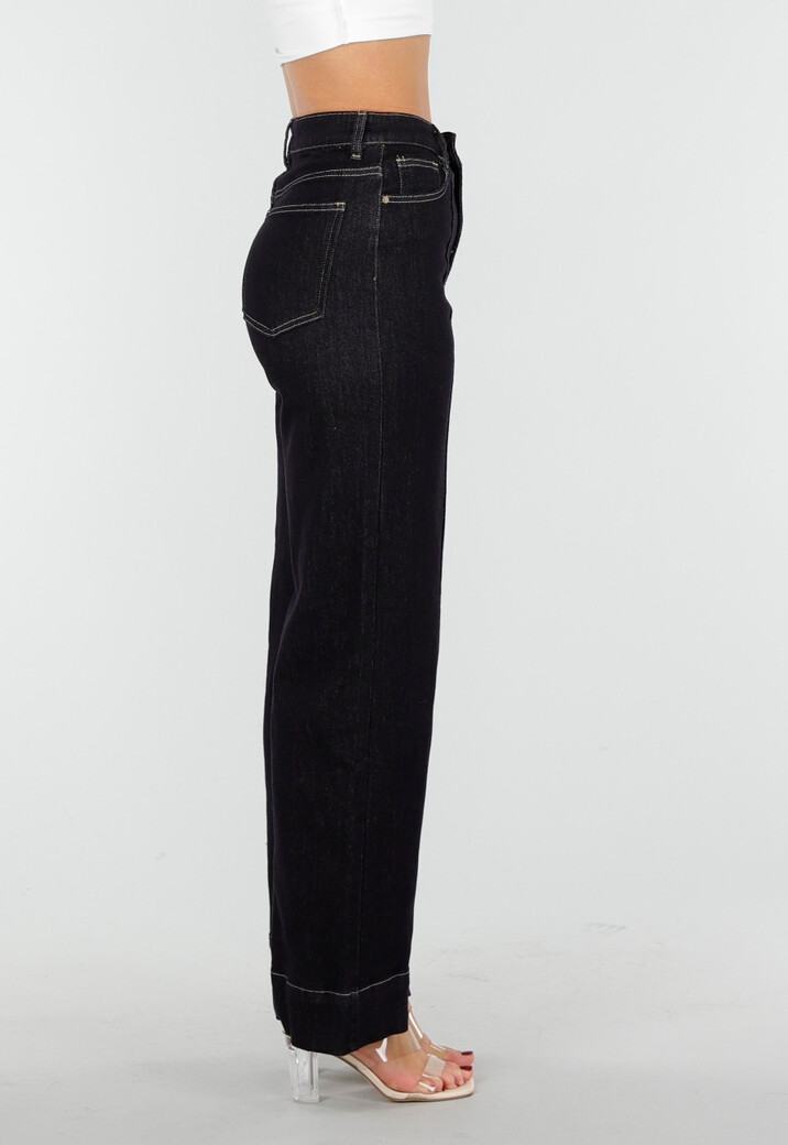 Donkerblauwe Jeans met Stretch en Rechte Pijpen