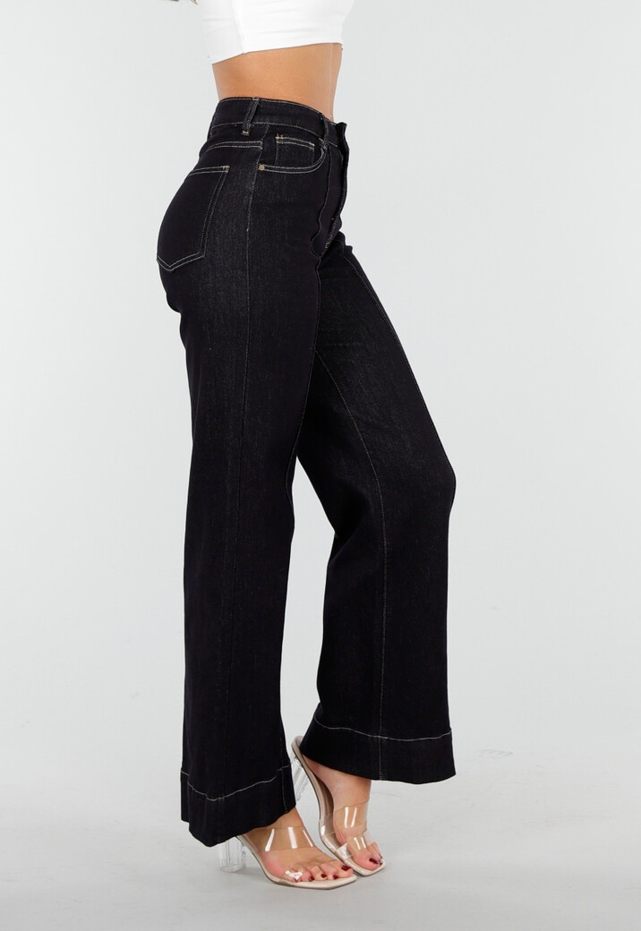 Donkerblauwe Jeans met Stretch en Rechte Pijpen