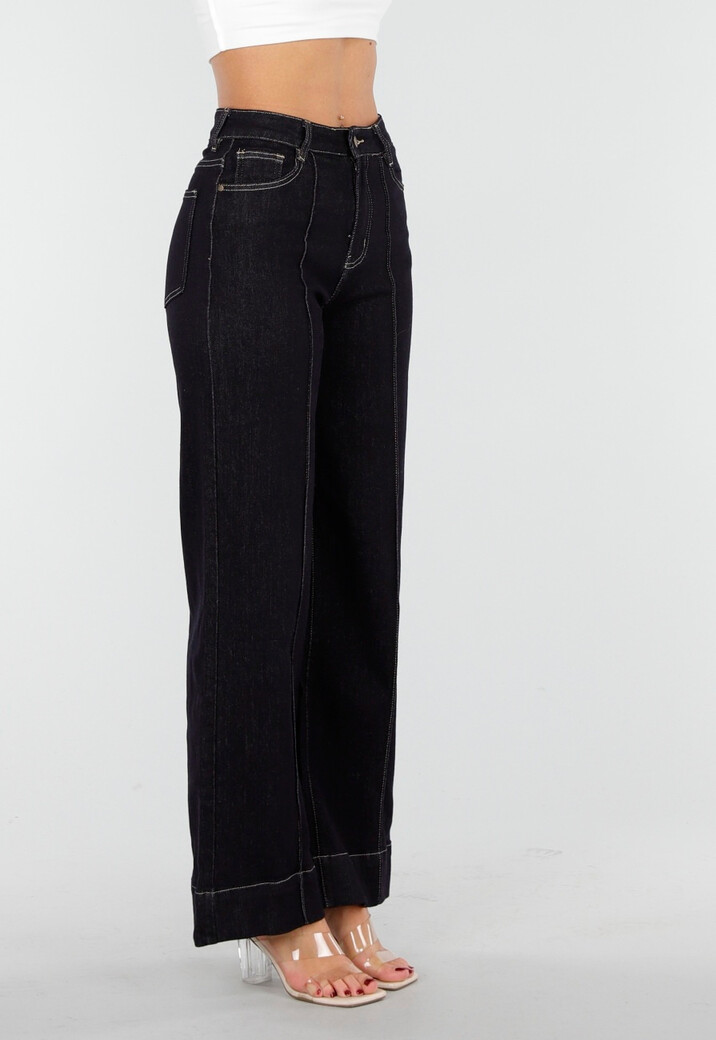 Donkerblauwe Jeans met Stretch en Rechte Pijpen