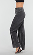 Grijze Wide Leg Jeans met Stretch en Verticale Naden