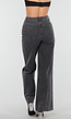 Grijze Wide Leg Jeans met Stretch en Verticale Naden