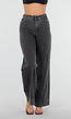 Grijze Wide Leg Jeans met Stretch en Verticale Naden