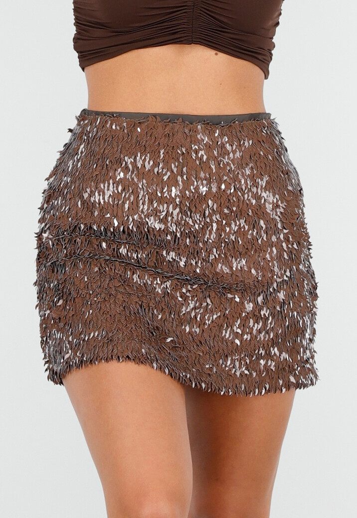 Bruine Minirok met Pailletten