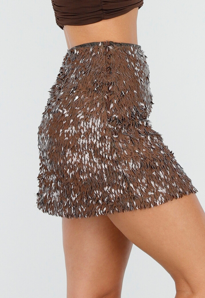 Bruine Minirok met Pailletten