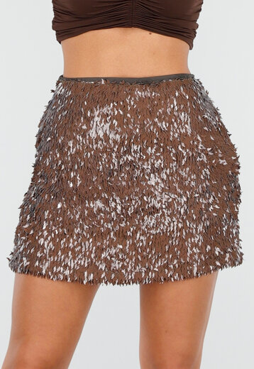 Pailletten Rok in Bruin