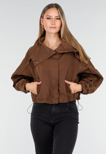 Bruine Cropped Windbreaker