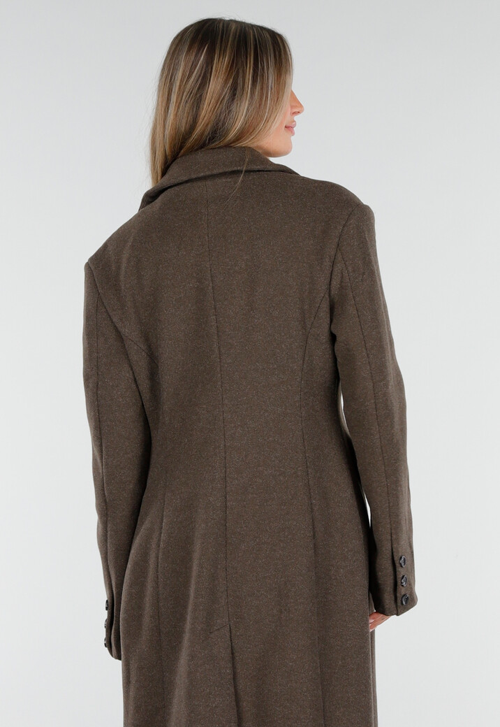 Bruine Manteljas met Reverskraag en Knopen