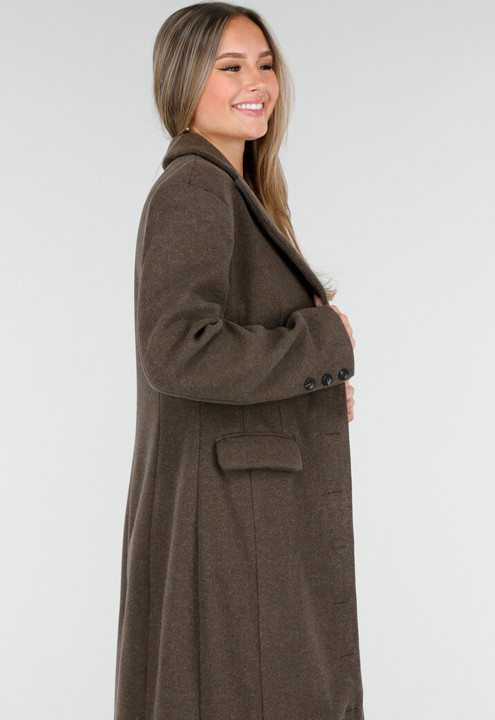 Bruine Manteljas met Reverskraag en Knopen