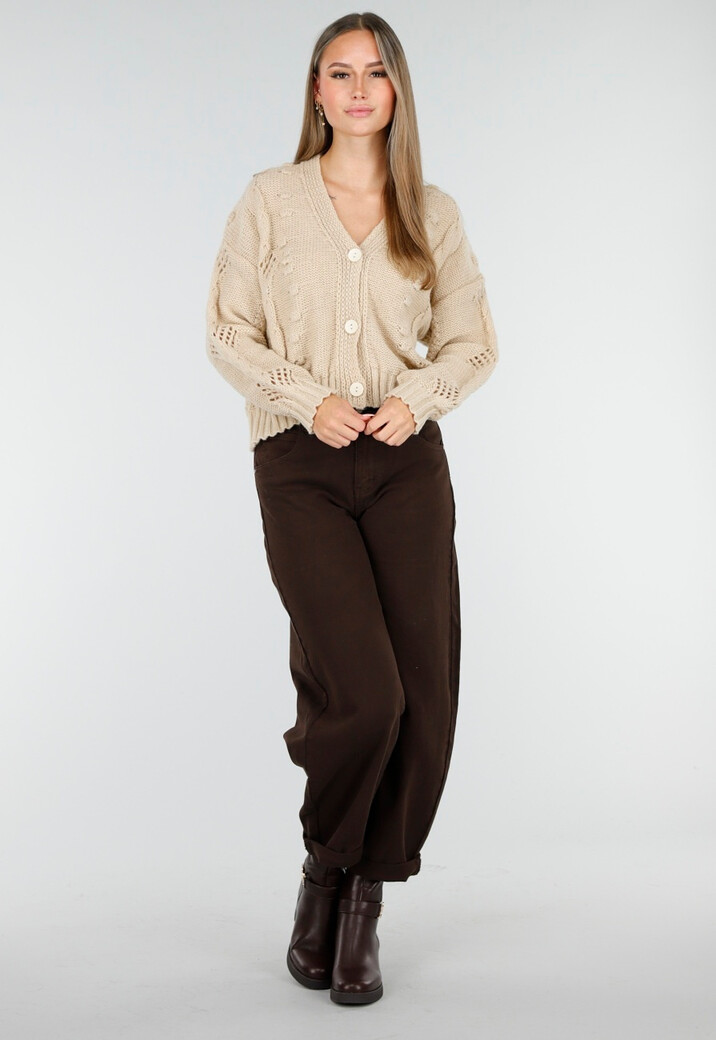 Bruine Balloon Jeans met Hoge Taille