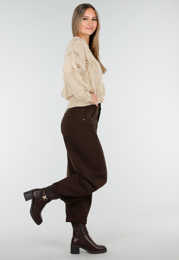 Bruine Balloon Jeans met Hoge Taille