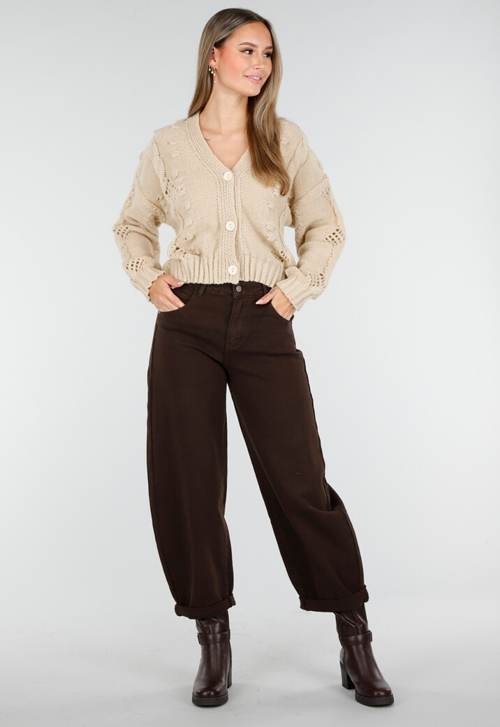 Bruine Balloon Jeans met Hoge Taille