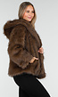 Bruine Faux Fur Jas met Capuchon