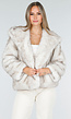 Beige Faux Fur Jas met Capuchon