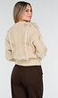 Vest met V-Hals en Lange Mouwen in Beige