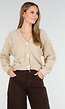 Vest met V-Hals en Lange Mouwen in Beige