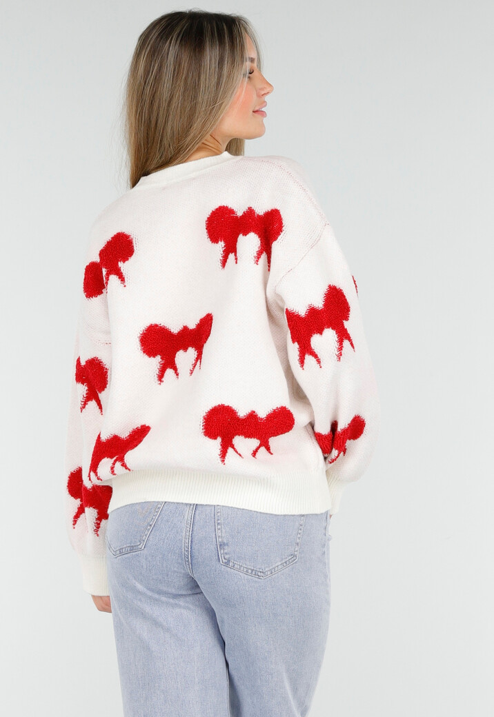 Gebreide Sweater in Wit met Strikdetails