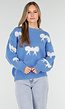Gebreide Sweater in Blauw met Strikdetails