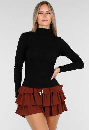 Zwarte Stretch Coltop Dames