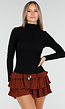Zwart Aansluitende Coltrui met Lange Mouwen