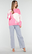 Roze Trui met Witte Hartprint en Franjes