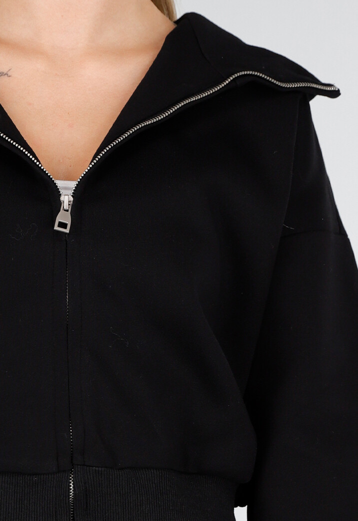 Zwarte Cargo Bomber Jas met Ritsdetails