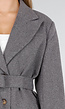 Grijze Korte Jas met Ceintuur en Revers