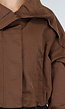 Bruine Cropped Windbreaker Jas met Brede Kraag