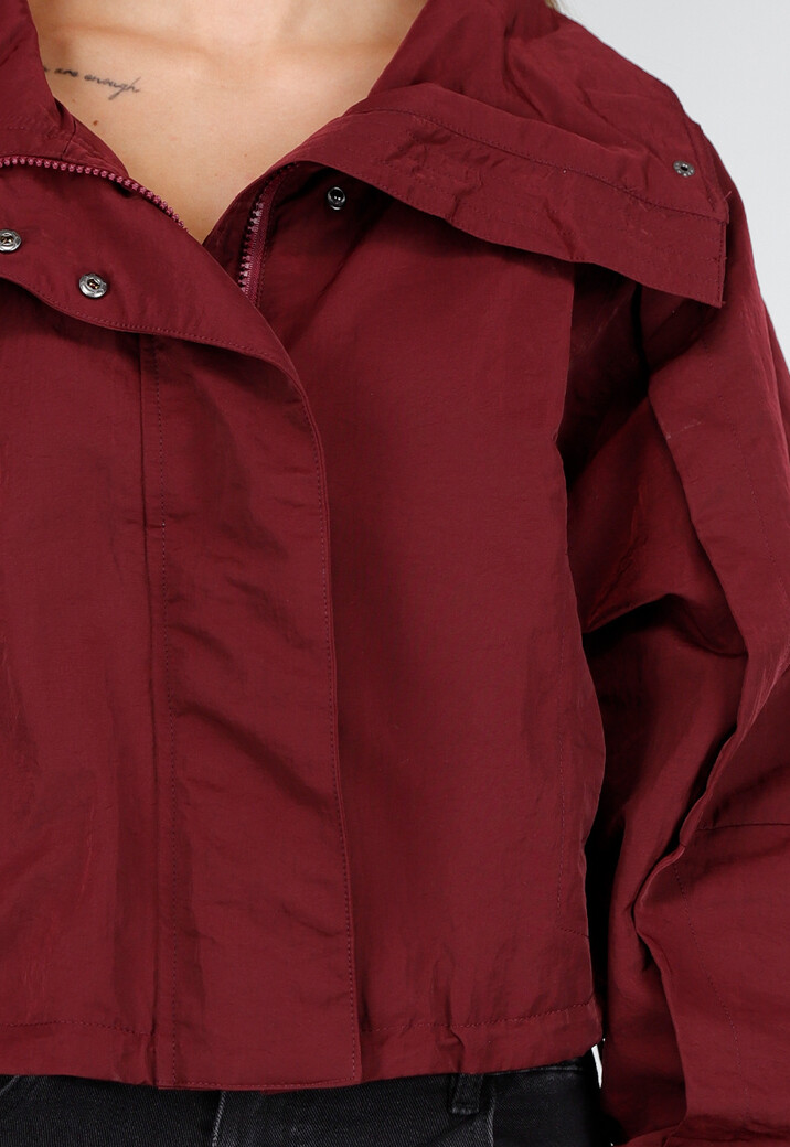 Cropped Lightweight Jas in Bordeauxrood met Brede Kraag