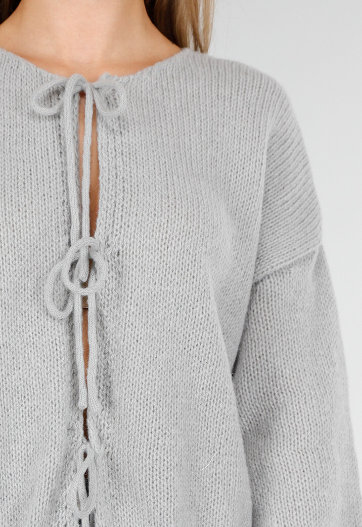 Vest met Lange Mouwen en Strikjes in Grijs