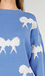 Gebreide Sweater in Blauw met Strikdetails