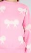 Gebreide Sweater in Roze met Strikdetails